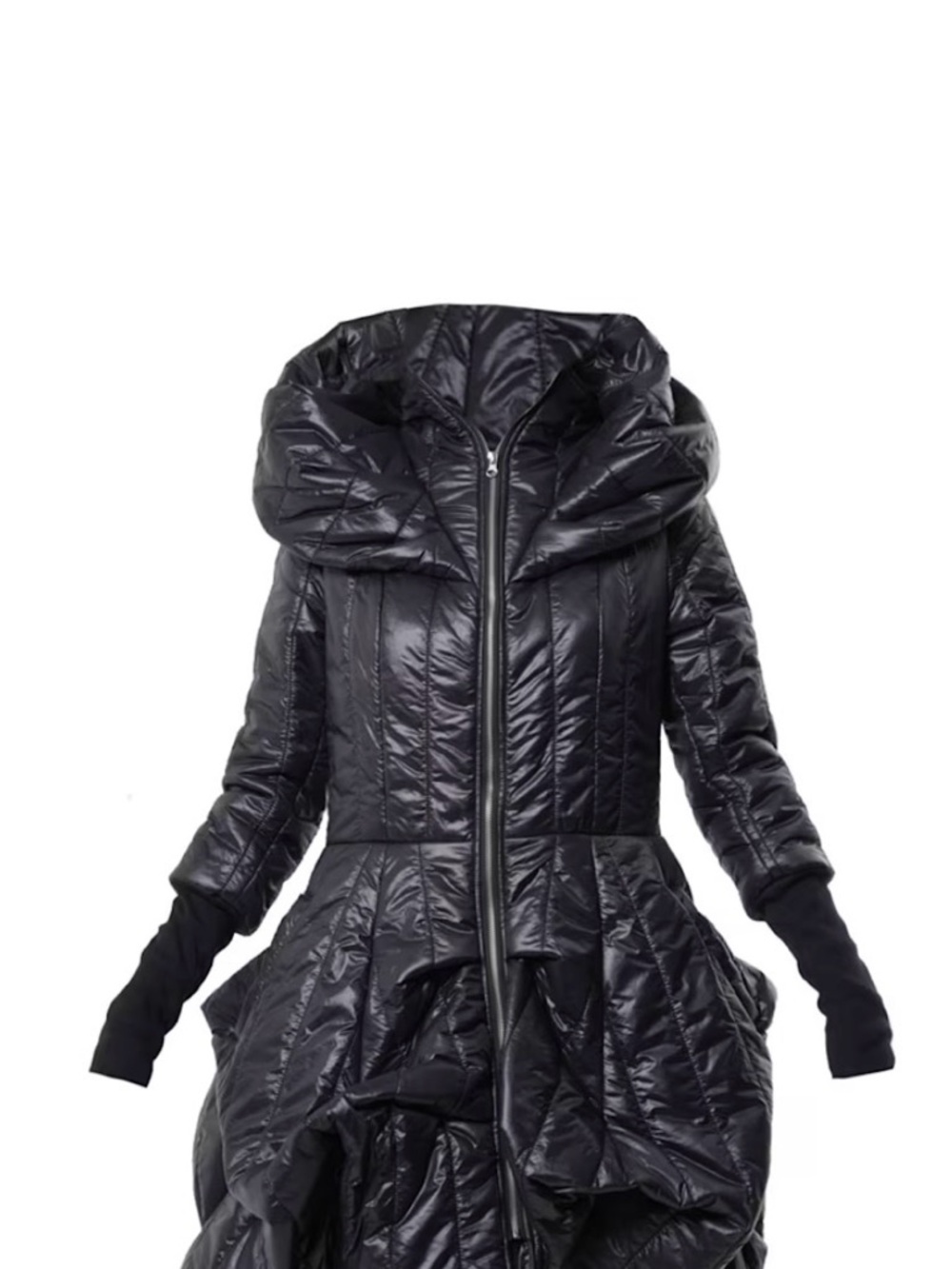 Extravagant Sculpted Puffy Coat In Black by METAMORPHOZA - Picture 5 of 9